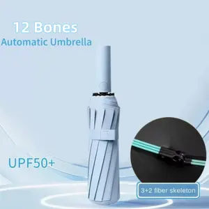 Fully Automatic 12 Bones Windproof Sunshade Umbrella, Business Use, Rain and Sunshine Protection, 1pc, Durable Design