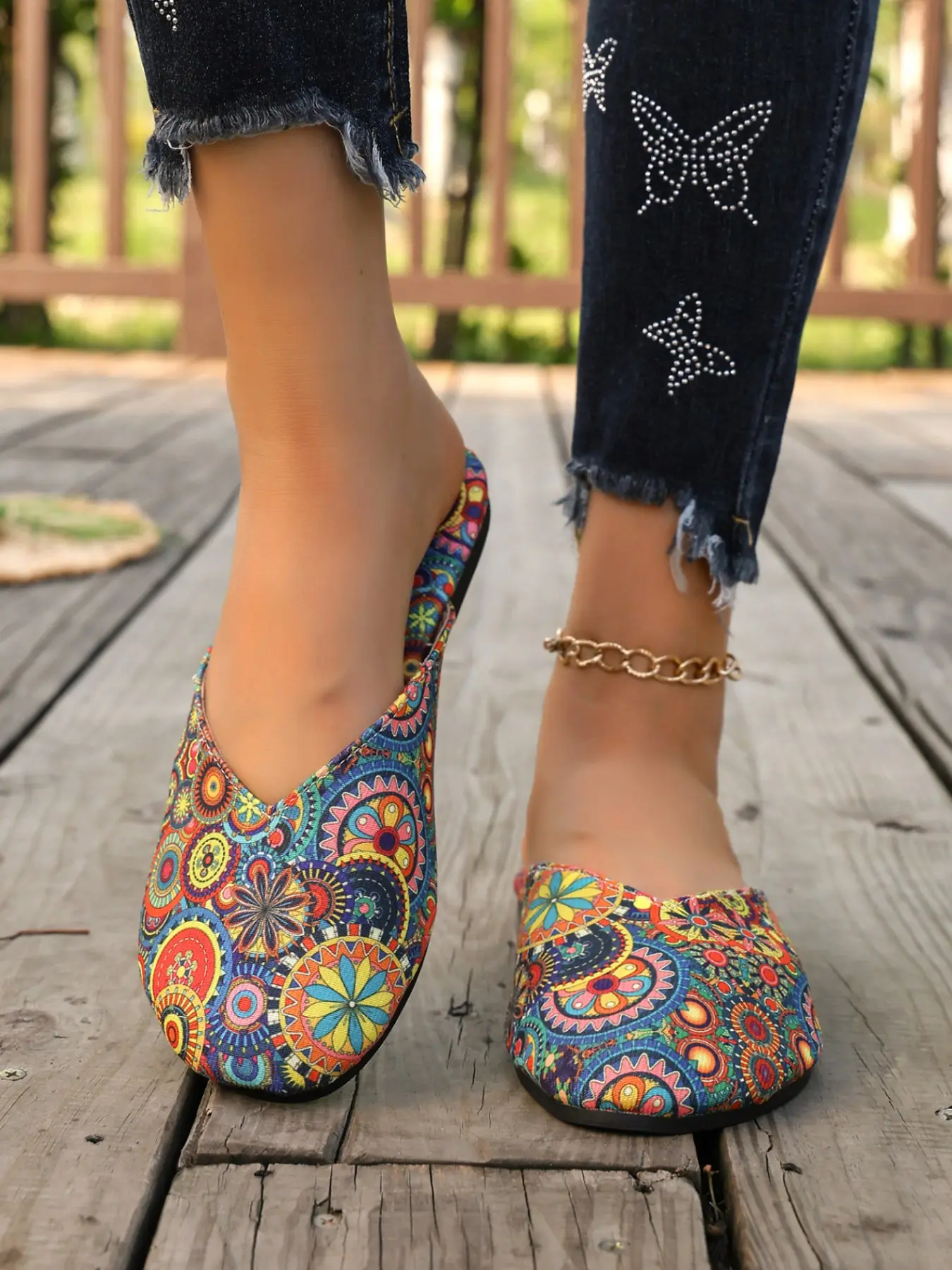 Boho Ethnic Print Flat Sandals, Soft Sole Comfortable Open-Toe Slippers, Women's Beach Outdoor Shopping Shoes, Daily Wear Footwear