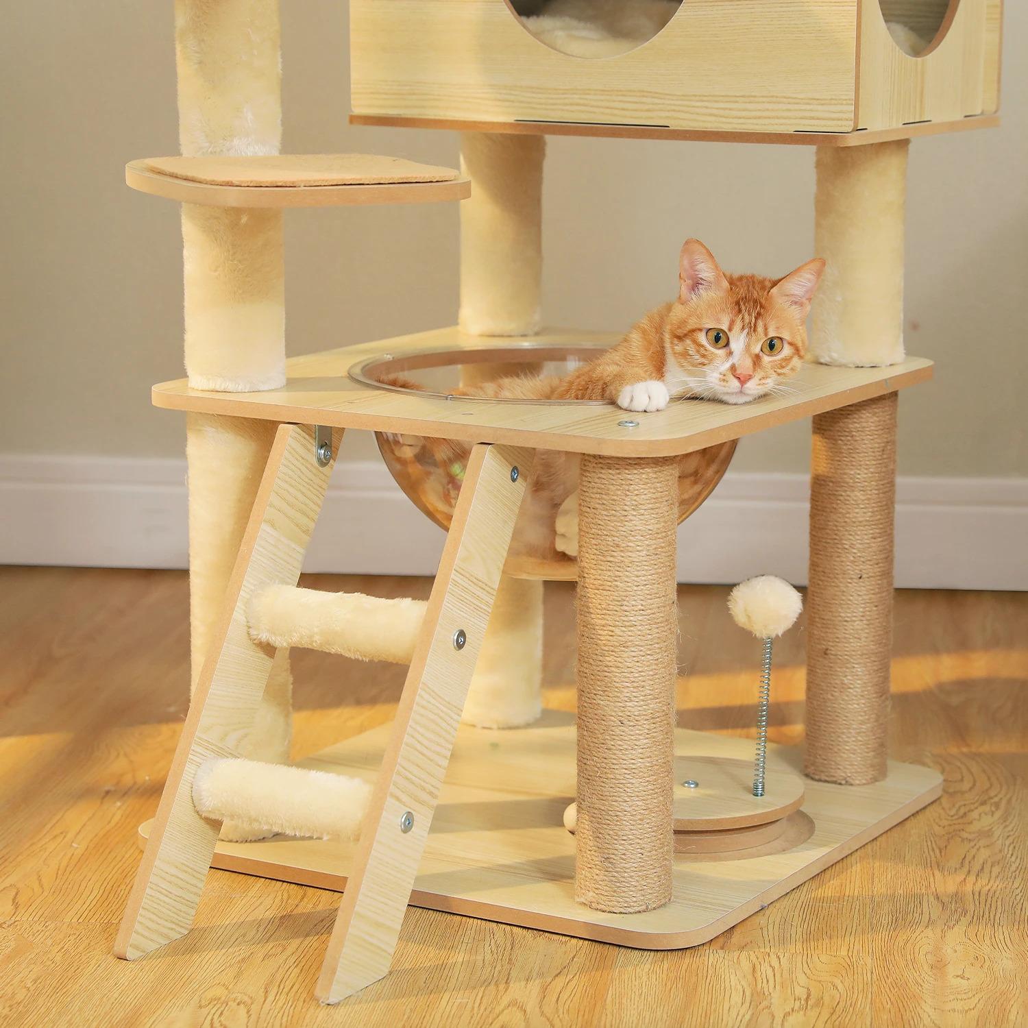 Cat Tree / Tower for Indoor , Cat Condo Cozy Plush House with Hang Ball, Pet Furniture with Scratching Posts cat tree