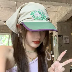 Women Girls Embroidered Bandana Visor Baseball Cap Headscarf UV Protection Lightweight Breathable Adjustable Tie Back One Size Fit Most Summer Beach Travel Daily Wear Y2K TikTok Sun Outdoor Hat