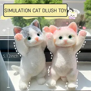 13CM Realistic Fluffy Cat Squishy Toy | Stress Relief & Cute Desk Decor | Soft Squeeze Cat Doll Gift for Kids & Adults