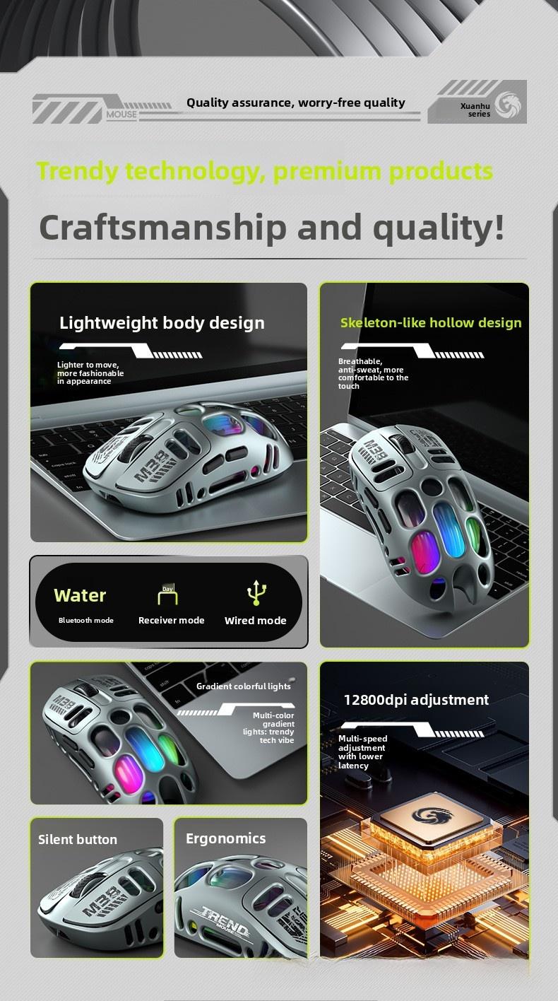 Cocoon breaking mouse hollowed out mechanical E-sports game wireless the third mock examination lightweight high beauty Wireless Gaming Mouse – RGB Programmable Mouse with Macro & Rapid Fire for PC, Laptop, Mac, and gaming keyboards