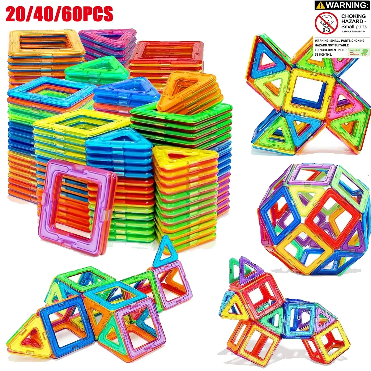 Medium Creative Building Block Set, STEM Construction Toy, Montessori Educational Learning Toy, Magnetic Stacking Blocks for Children, Magnetic Block Gift, Preschool Educational Building Toy Set, Cultivates Imagination, Creativity, and Brain Development