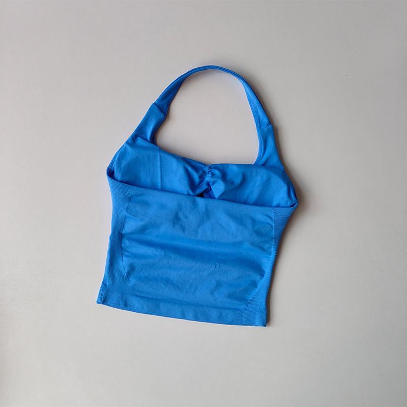 Neck Halter Shockproof Sport Longline Strappy Top Halterneck Vest Gym Support Yoga Gym Workout Seamless  Fitness Sport Bra