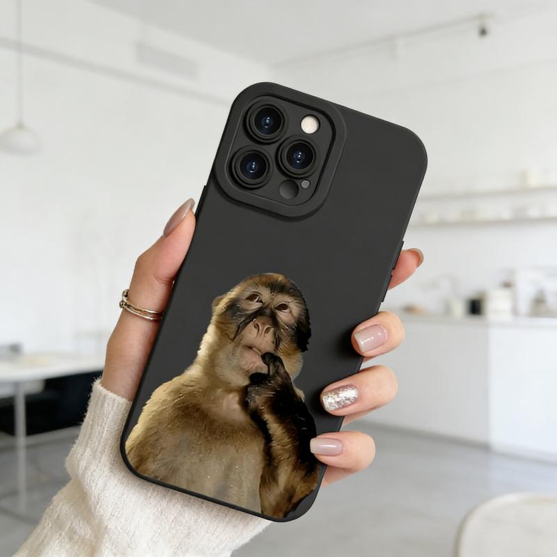 Cute Monkey Pattern Phone Case , TPU Soft Silicone , Fully Protected and Shockproof For iPhone 17 16 15 Pro Max 14 13 12 11 X Plus Air Mini Funny MEME