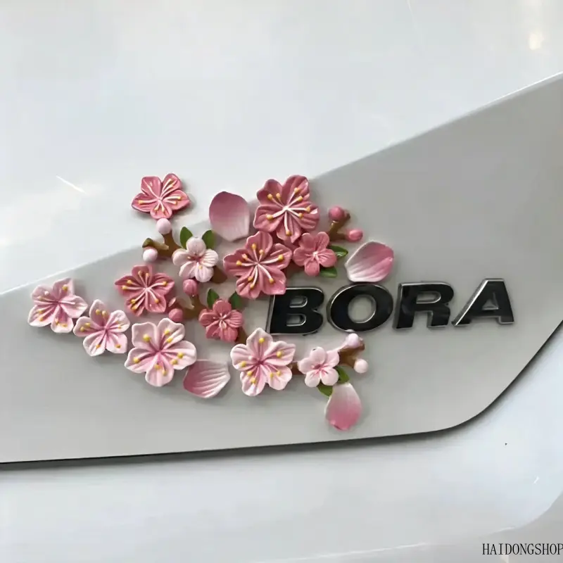 Viral Girly Car Aesthetic 3D Resin Peach Cherry Blossom Floral Stickers, No Trace Removable Vehicle Decals, Multipurpose Decor For Car Interior Trunk Motorcycle Scooter Daily Vehicle Styling