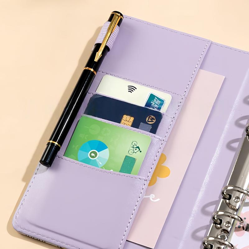 A6 PU Leather Budget Planner Notebook, 6-Hole Accounting Journal for Students & Office Use, Perfect Back-To-School Planning Tool