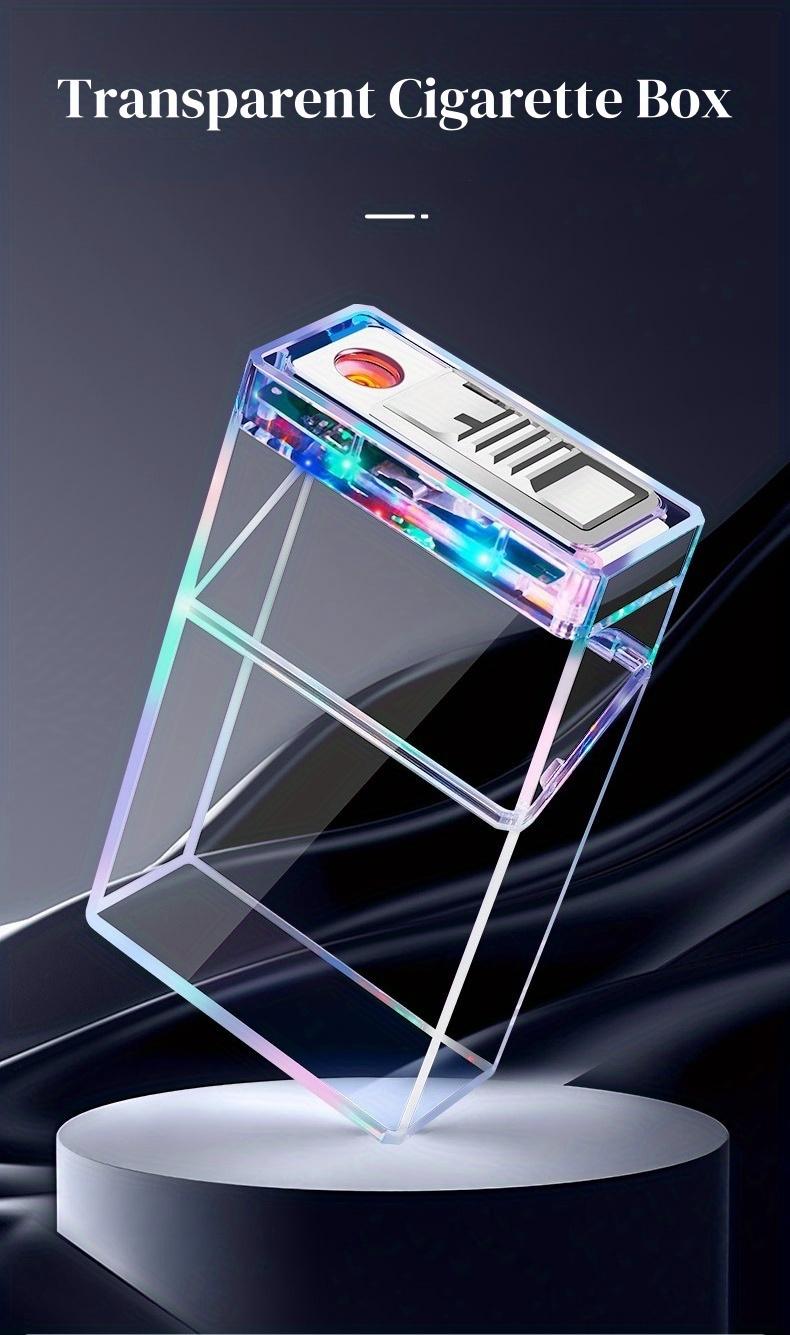Transparent box lighter, tungsten wire lighter, rechargeable windproof lighter, USB rechargeable lighter, soft and hard shell compatible, box rack that can hold 20