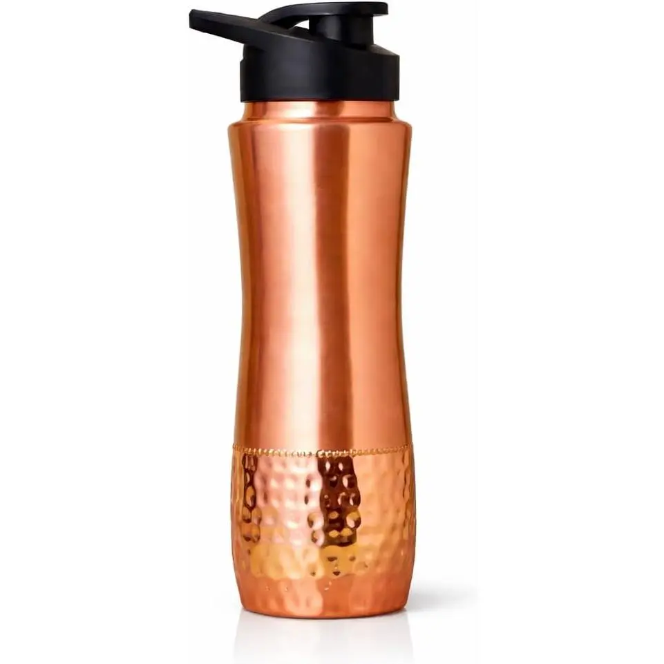 Copper water bottle with spout lid – Solid water bottle – Unlined water bottle, used for daily hydration, boosting immunity, and promoting health