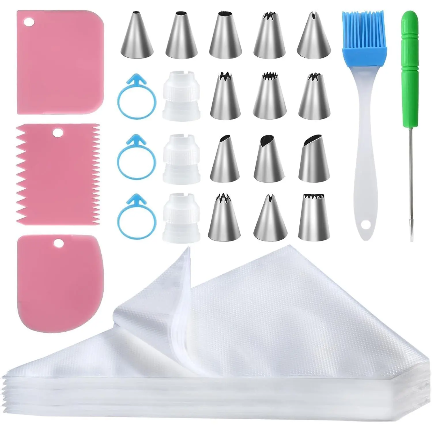 Piping Bags and Tips Set, 100 count 12 Inch Icing Bags with 14 Tips | Leak-Proof,  Grade, Disposable, Easy Cleanup for Icing, Frosting, Royal Icing, Cake Decorating, Cookies & Candy Pastry