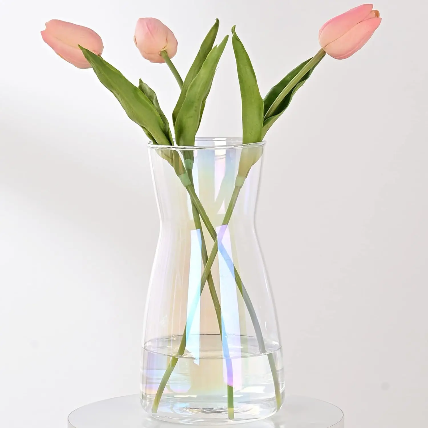 8 Inch Iridescent Glass Vase , Modern Boho Table Decor |  Vases For Rustic  Living Room Kitchen Bedroom Halloween Christmas Decor House Book Shelf Office Decor