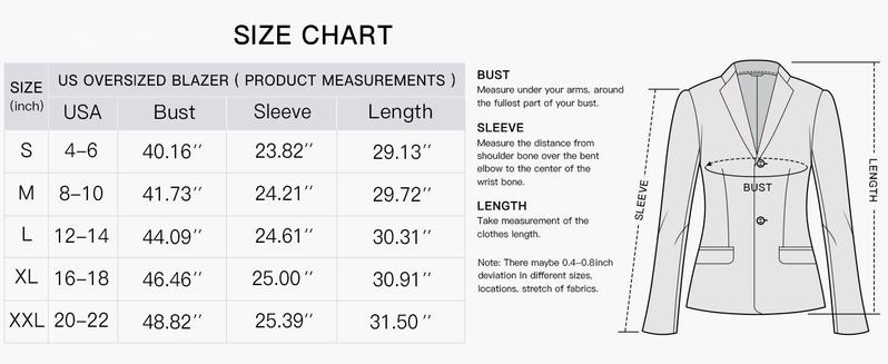 FMEYOA  Women Casual Oversized Blazers Lapel Button Down Solid Work Office Blazer Jacket