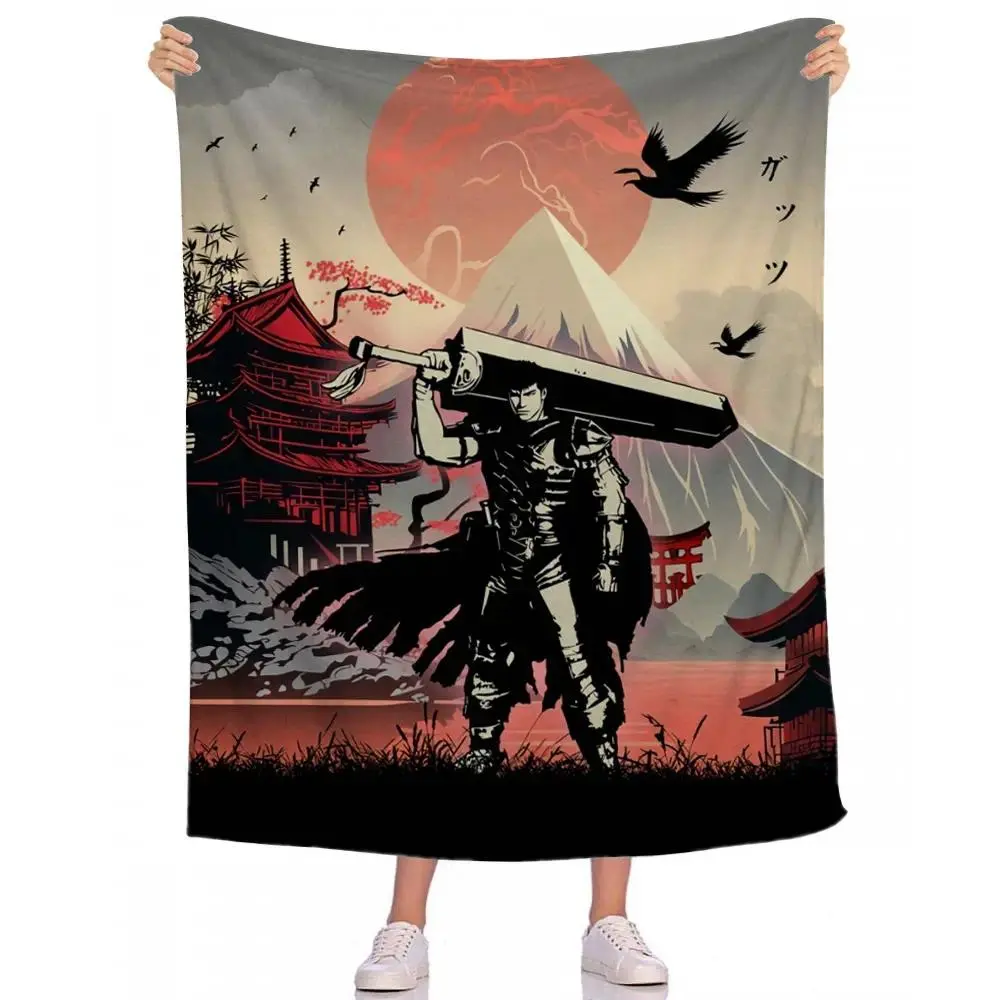 Guts Sword In Berserk Aesthetic Art Flannel Blanket, Thickening Flannel blankets, cooling blankets, cooling blanket, bedding, bed accessories, Portable Throw for Home Travel Camping Sofa Picnic