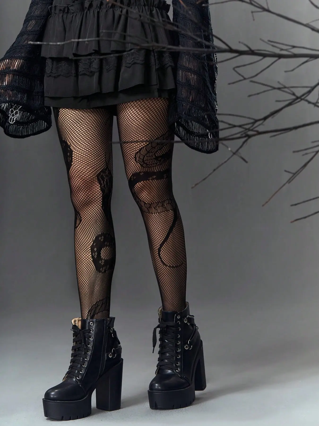Dark Python Print Fishnet Pantyhose, High Elasticity Sheer Transparent Subculture Sexy Leggings, Unique Net Socks for Slimming Effect