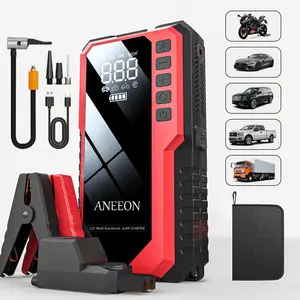 ANEEON 6400mah Portable Starter, Air Compressor Included, 12V Gasoline Diesel Battery Booster, Fast USB Charging, Safety Features, Car Adapter, Autos
