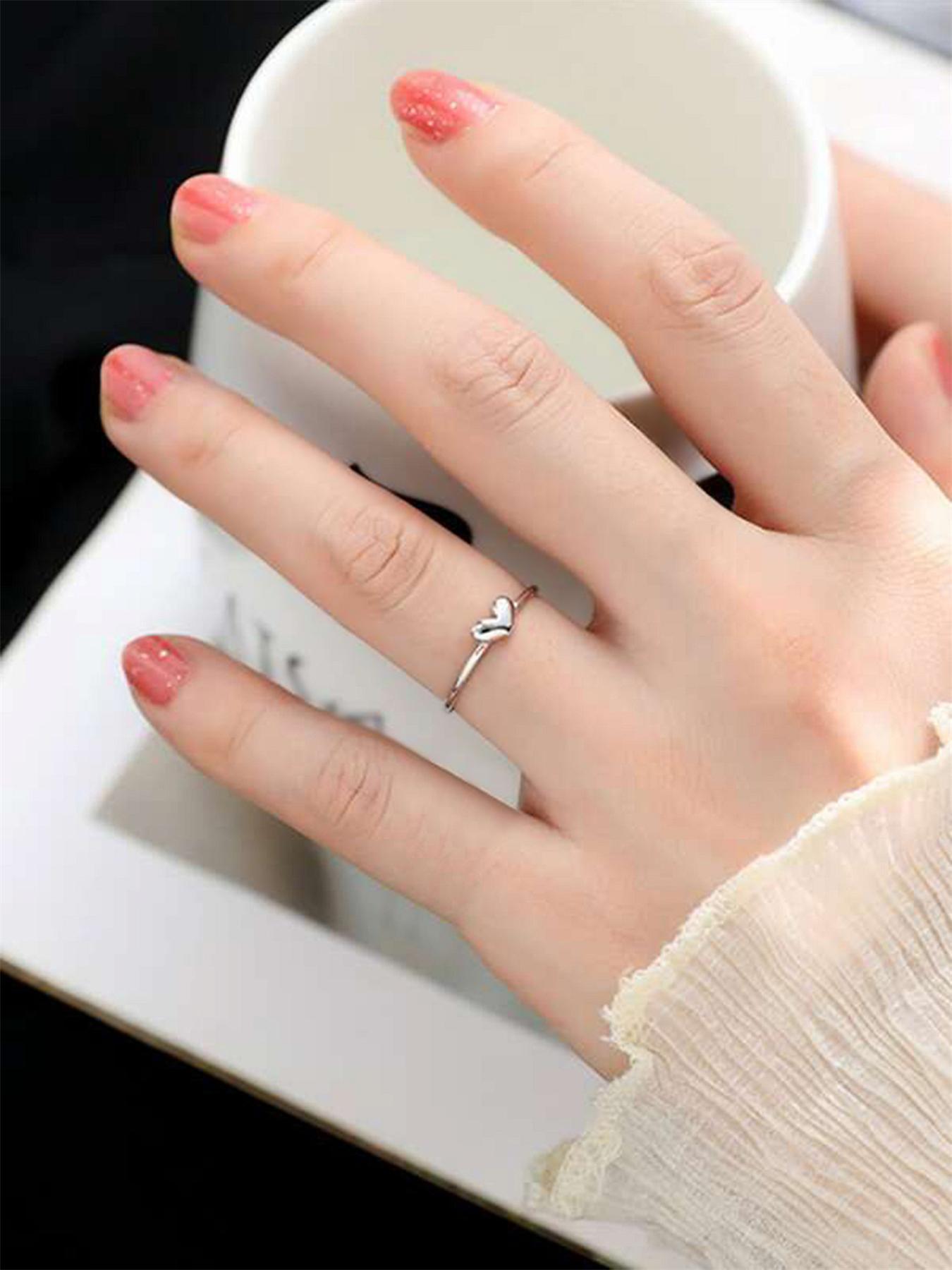 Women's Elegant Heart Design Promise Ring, Exquisite Trendy Minimalist Ring, Fashionable All-match Jewelry for Women for Daily & Party Decoration, Cute Gifts for Her, Heart Signet Ring, Promise Ring Gf