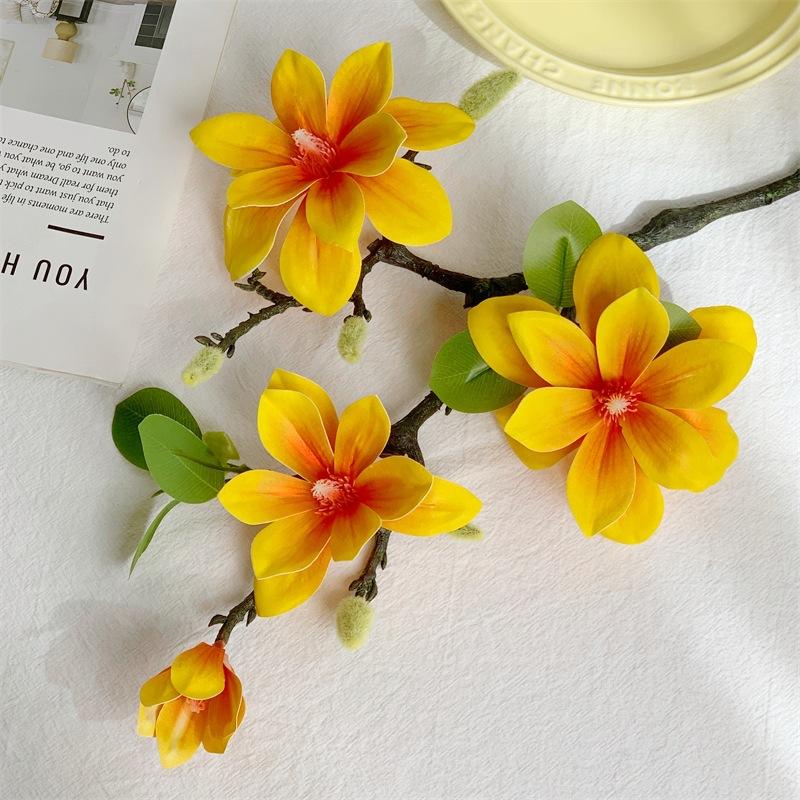 Luxurious Realistic New Chinese Style Magnolia Artificial Flowers, Zen Home & Hotel Decor Floral for Cross-Border