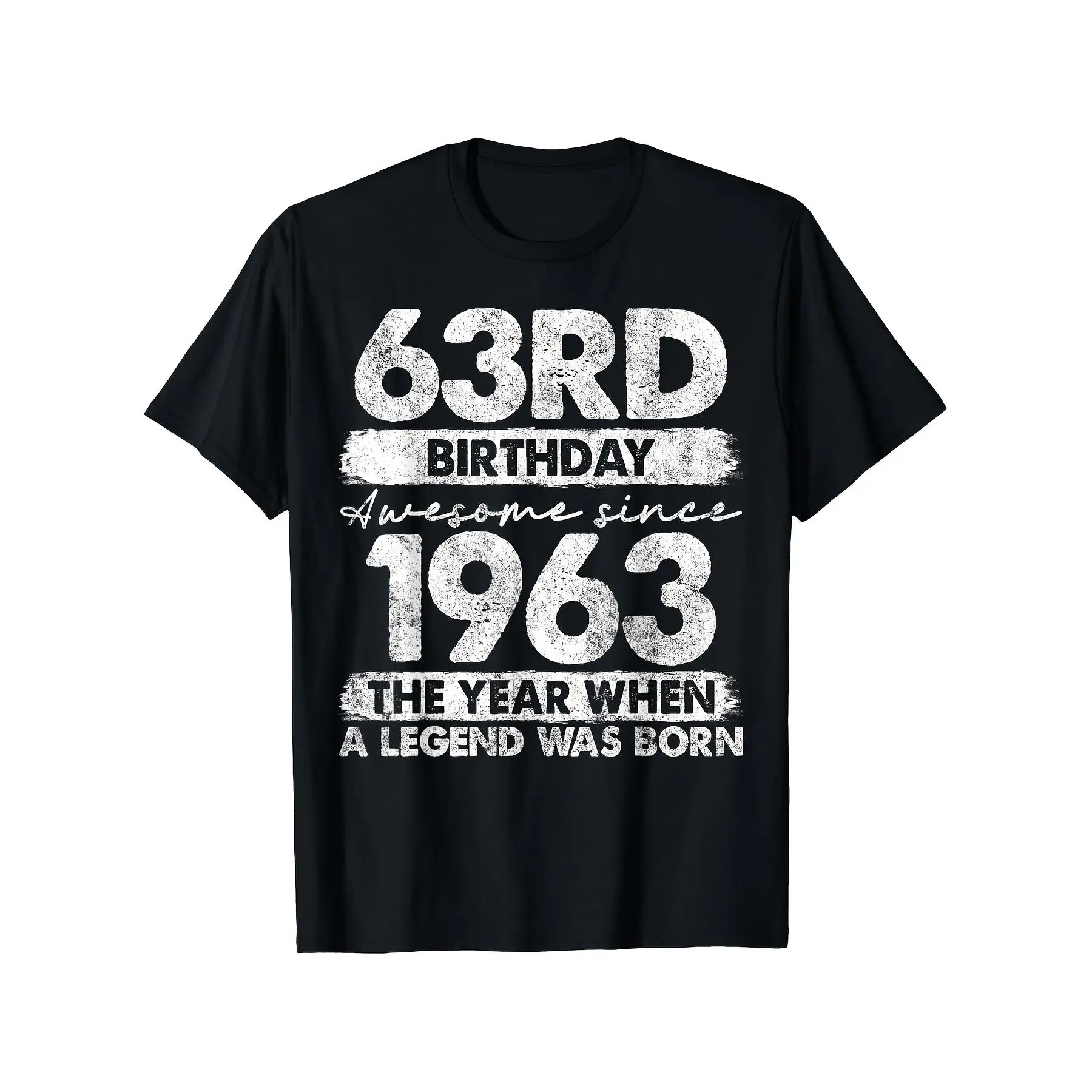 Men's 1963 Graphic Print Round Neck Short-Sleeve T-Shirt - 100% Cotton Soft Breathable Tops Clothes, Casual 63rd Birthday Gift for Men