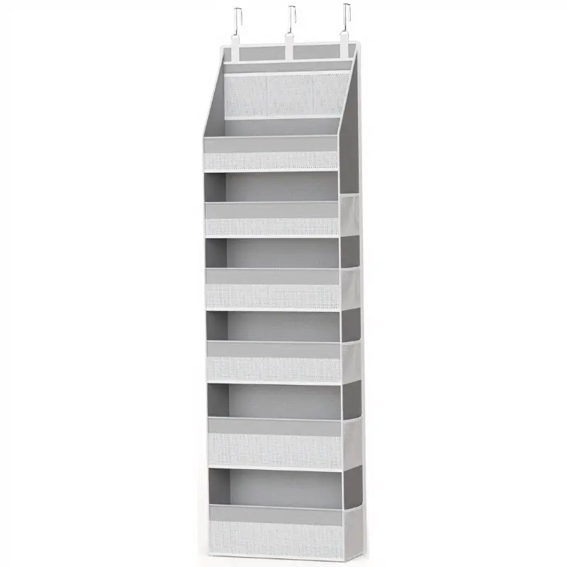 Door Back Organizer, Hanging Storage Bag, Versatile Organiser, 6 Layer Large Grid, 10 Side Pockets, 3 Mesh Bags, Non-Woven Fabric, Bedroom, Cabinet, Bathroom, Nursery