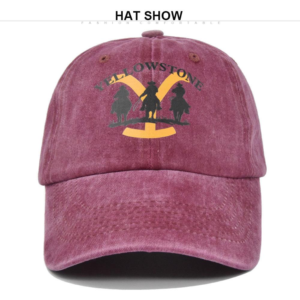 Cross-border European and American Y-print baseball cap, YELLOWSTONE embroidered duckbill cap, washed and distressed curved brim Yellowstone cap