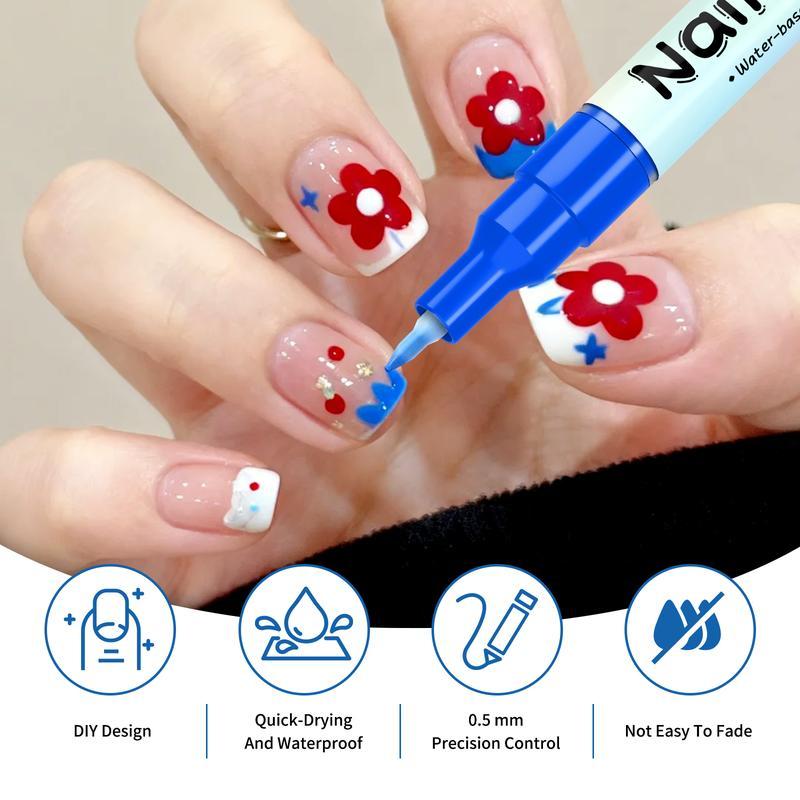 【Valentine's Day】12 Color 3D Nail Art Pens Set 0.5MM Precision Tips for Detailed Dotting & Painting DIY Manicure Tools Non-Toxic Materials for Safe Nail Art