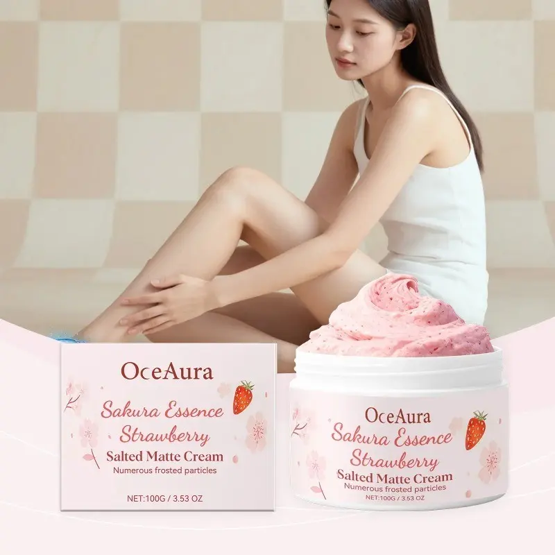 Sakura Strawberry Body Scrub Cream Deeply Cleansing Exfoliating Scrub For Smooth & Glowing Skin Dead Skin Removal Moisturizing