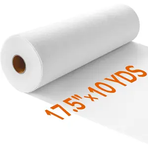 17.5in * 10yd Iron On Fusible Fleece Interfacing, Medium Weight White Single-Sided Batting for DIY Craft Supplies, Quilting, Sewing