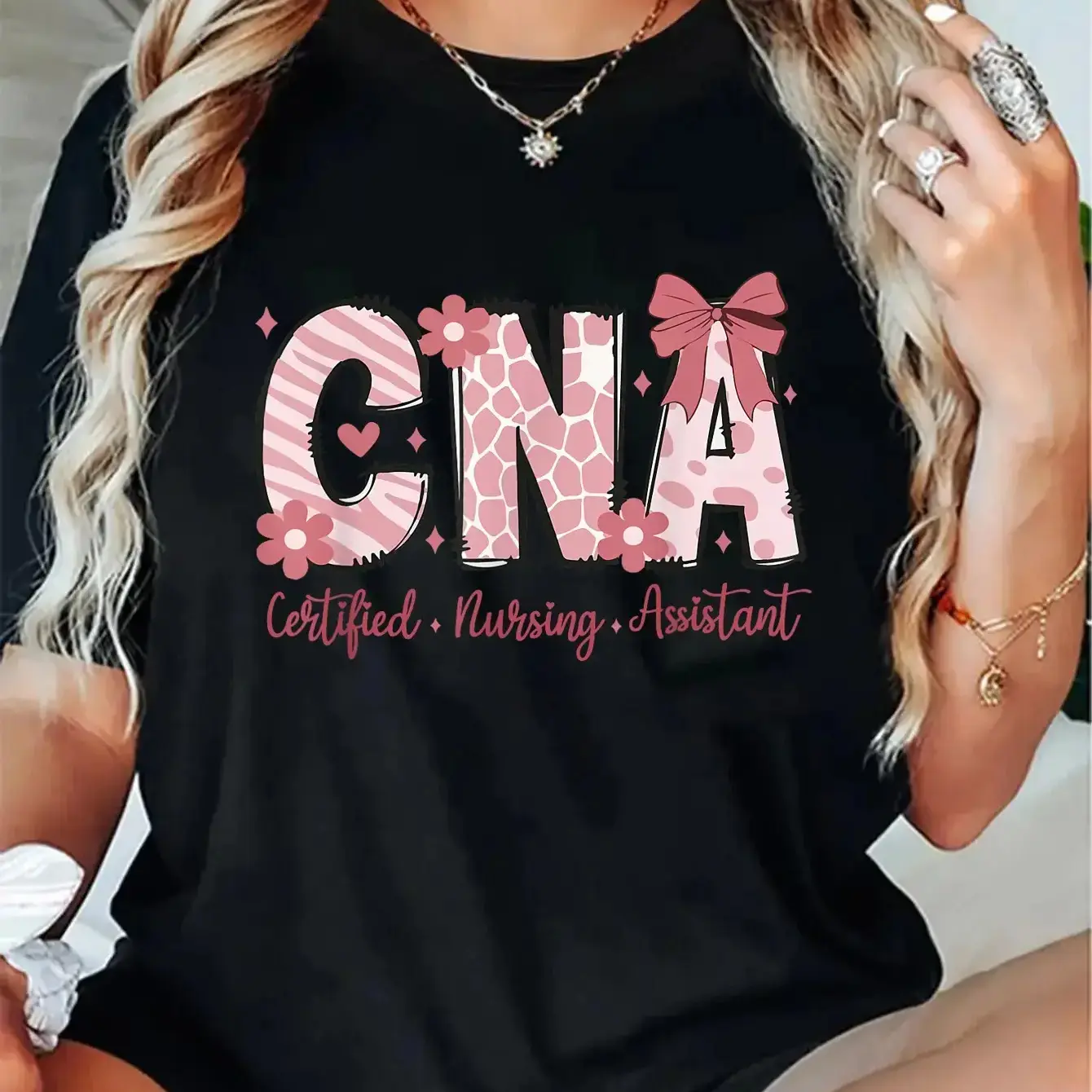 100% Cotton CNA Week Nursing Stethoscope Coquette Bow CNA Week Nursing T-Shirt