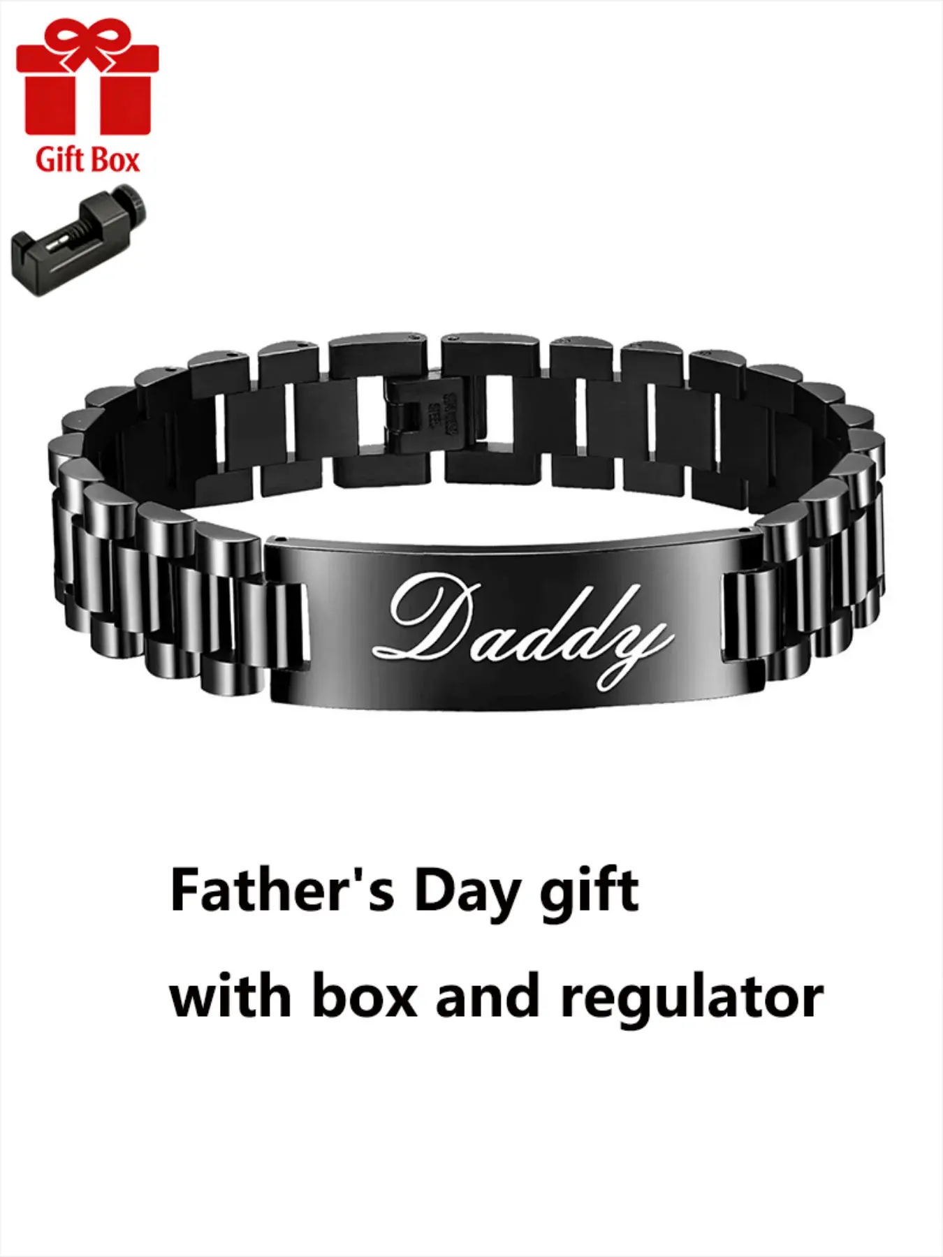 Men's Stainless Steel Letter Clasp Bracelet, Magnetic Adjustable Fashion Jewelry, Perfect Gift for Father's Day, Valentine's Day, Christmas