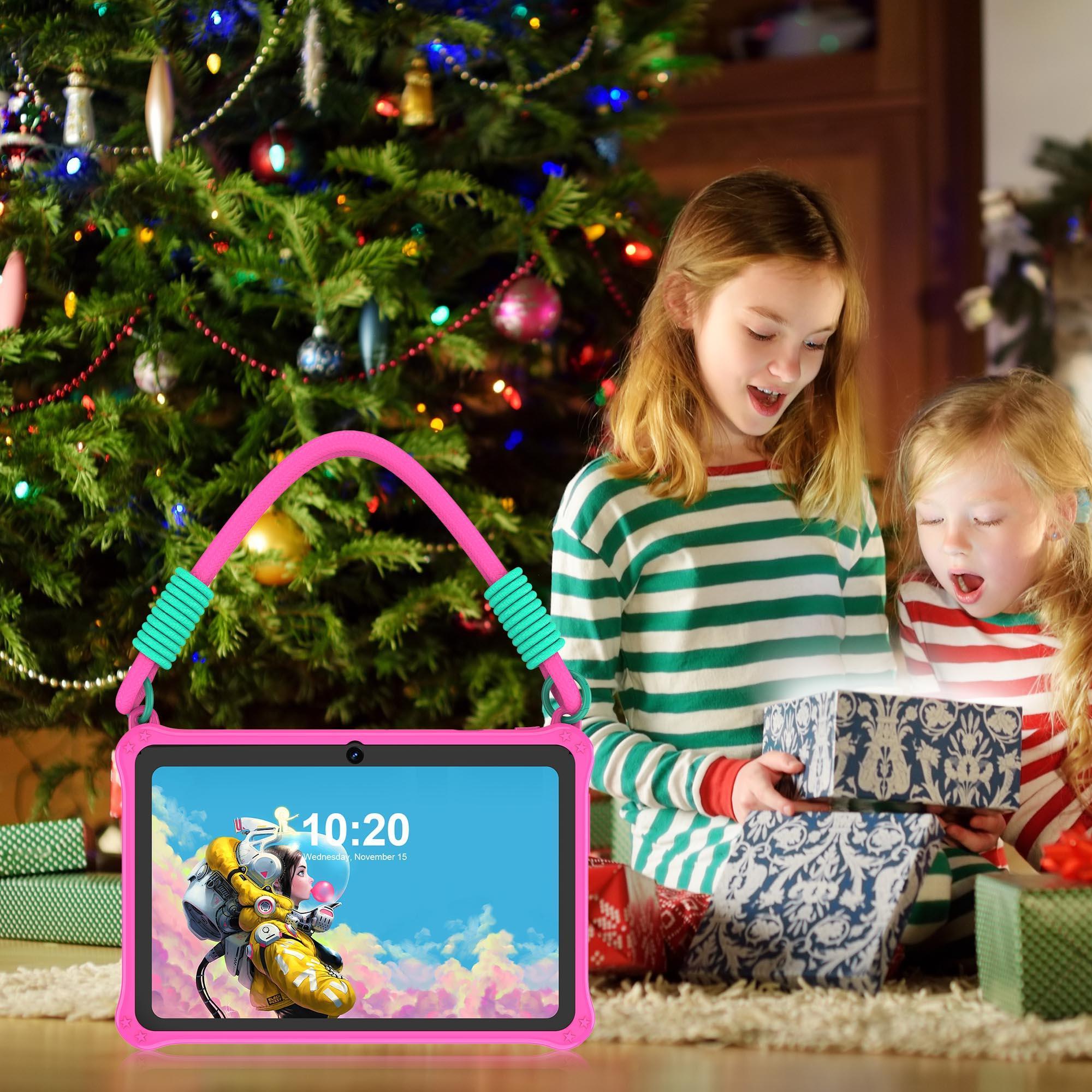 7 Inch Kids Tablet Android 13 Os, 4GB RAM 32GB Storage, Dual Camera, Silicone Case, Bluetooth-compatible & Wi-Fi Enabled, Student Tablets, for Children Learning