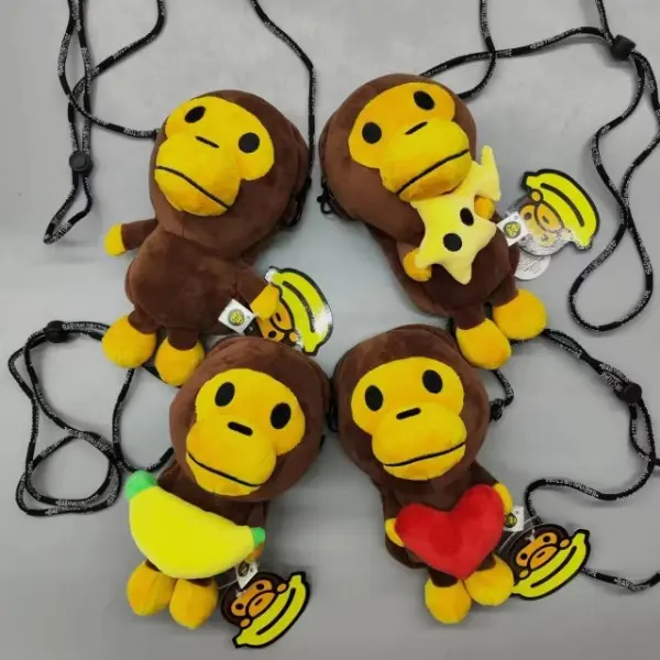 Cute Cartoon Monkey Plush Bag Charm with Adjustable Lanyard, Soft Stuffed Animal Keychain Pendant for Backpack Purse Decoration, Funny Monkey Doll Toy Birthday Gift Idea for Kids Teens Girls