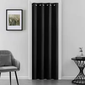 Black Doorway Curtain - 39in W x 78in L, 190-100% Light Blocking, Privacy-Protecting Temporary Door Alternative, Insulating Closet Curtain for Open Closets, Pavilions, Sunrooms : Home & Kitchen