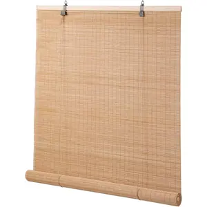 Easy to Install Custom Bamboo Blinds Roller Shades for Indoor Interior Windows and Outdoor Patio, 23" W x 48" H