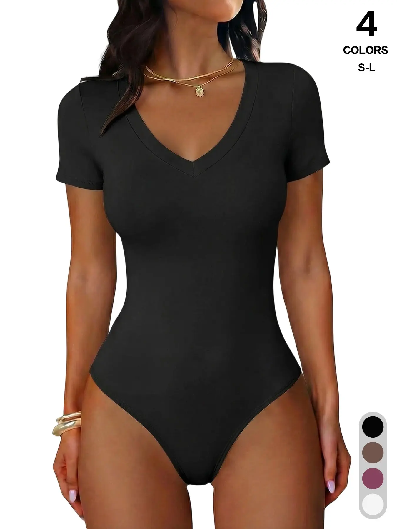 V-Neck Shapewear Dress for Women, Waist Cinching Slimming Bodycon Romper, Organic Knit One-Piece Jumpsuit, Casual Lounge Mini Dress
