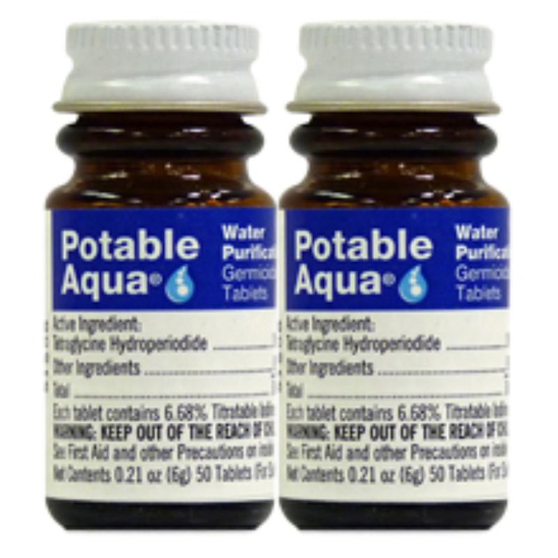 Potable Aqua Chlorine Dioxide PA Plus Water Purification Tablets Two Bottles Total 100 Count