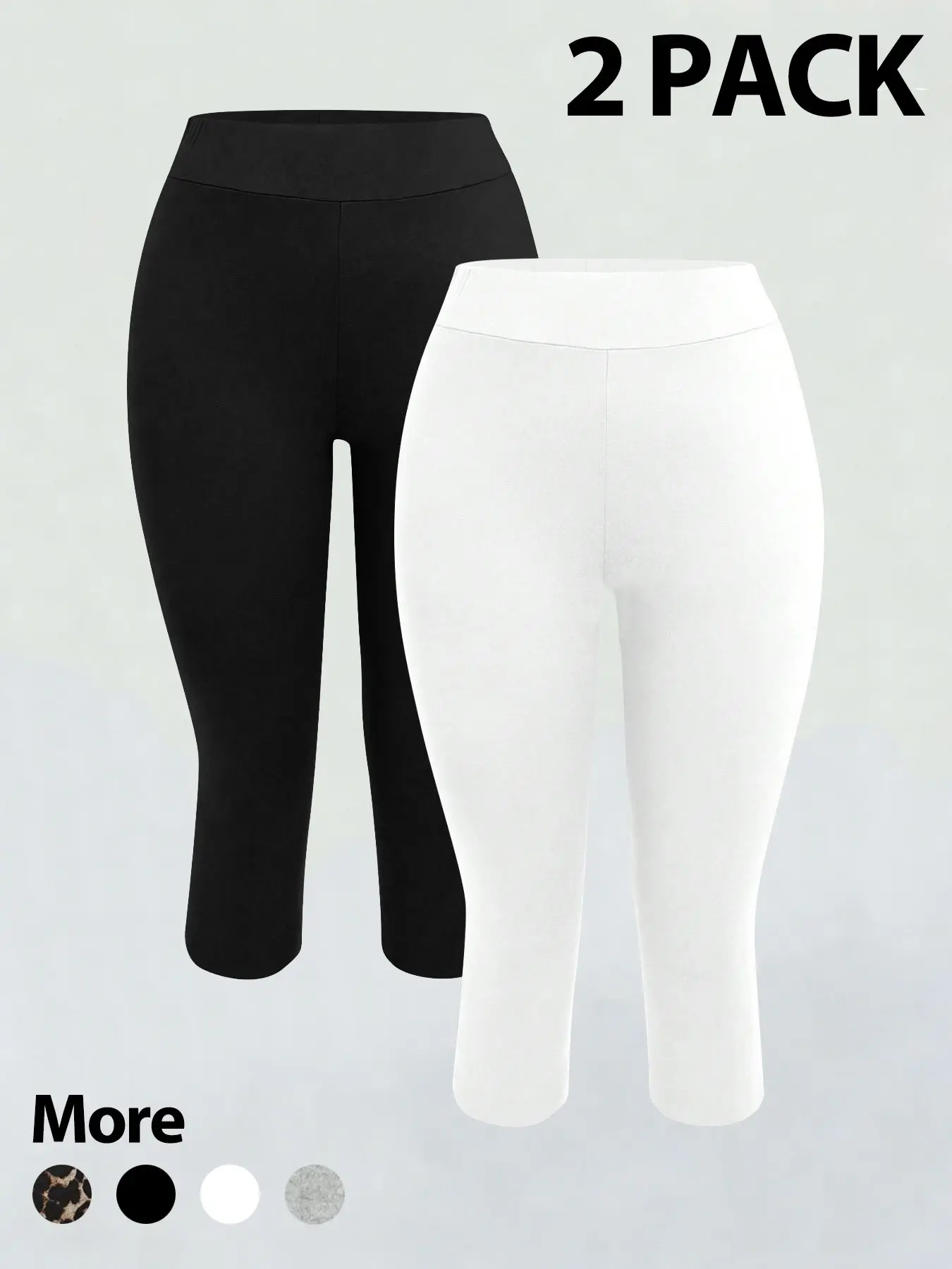 2 Pack Women's High Waist Capri Leggings, Stretchy Slim Fit Biker Shorts, Casual Basic Workout Yoga Pants for Streetwear Daily