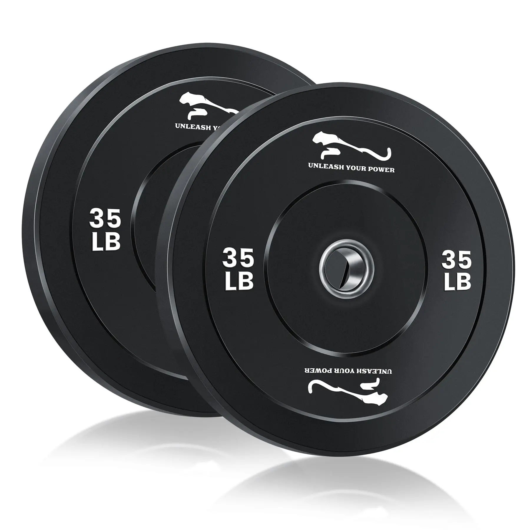 Durable International Sports Bumper Weight Plates Set – 100LB Pair, 2-Inch Rubber Plates with Steel Inserts, Global Fit for Barbell Strength Training, Home Gym Equipment
