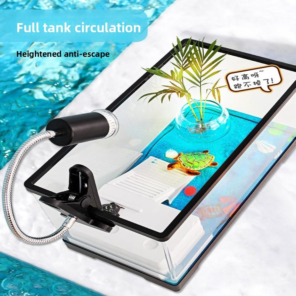 Turtle Tank Home Living Room Small Turtle Tank Mini Villa Breeding Box with Basking Platform Special Tank Ecological Fish Tank