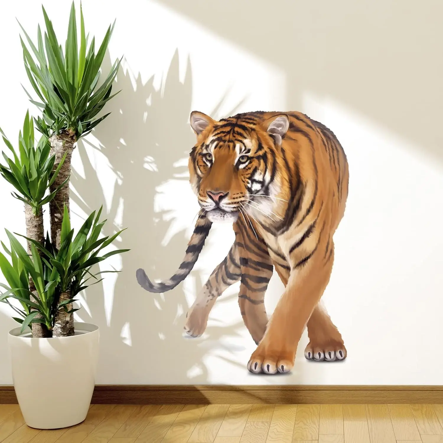 Walking Tiger Jungle Animals Peel and Stick Wall Art Decals for Living Room Bedroom Kids Room Playroom(Gift)