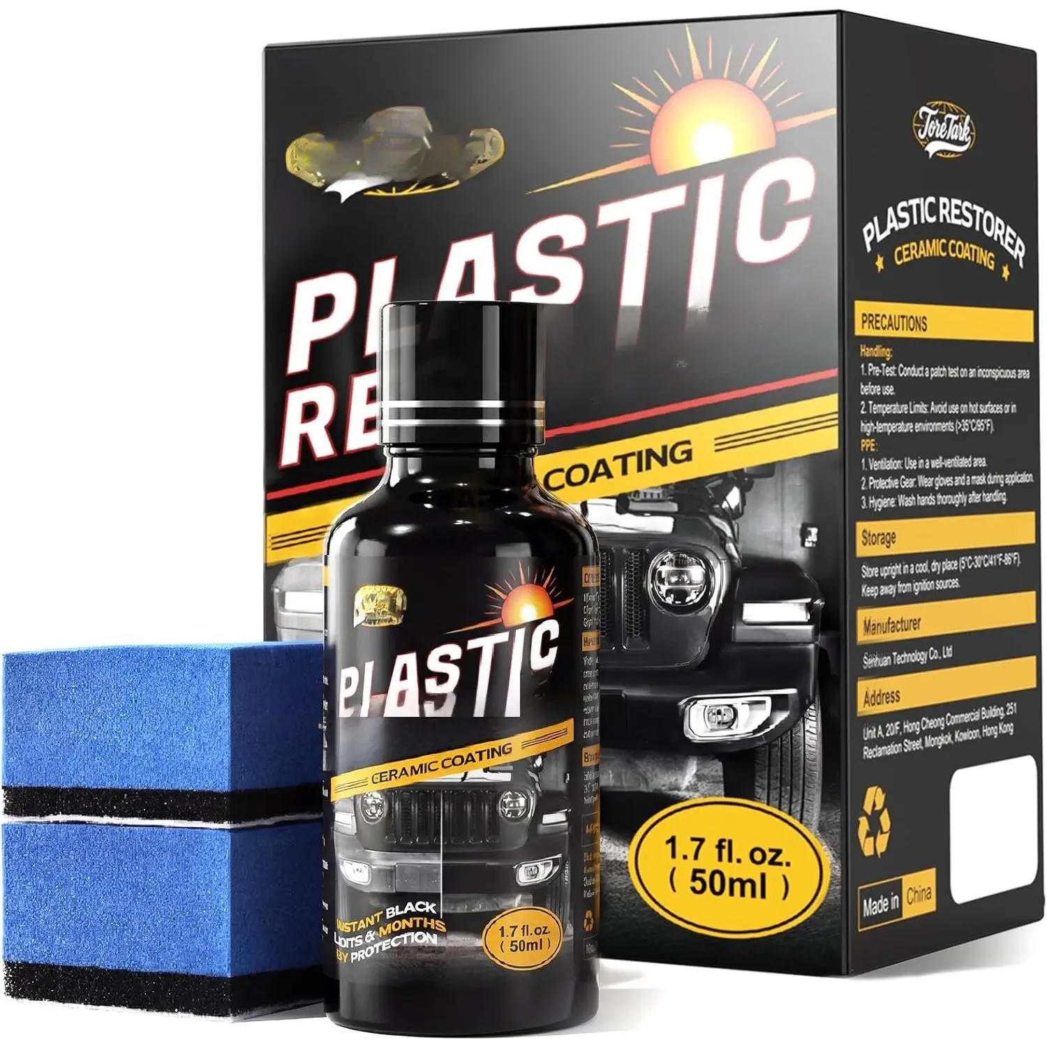 Plastic Restorer for , Not a Dressing, Black Trim Restorer, Ceramic  Coating Highly Concentrated, Lasting Up to 6 Months+ with UV Protection, Restore Automotive Exterior Protectant