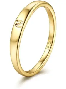 Gold Filled Initial Rings for Women 14K Gold Signet Rings Dainty Gold Ring Tarnish Free Simple Gold Vermeil Ring Non Tarnish Stackable Knuckle Rings Gold Filled Jewelry Waterproof Size 6 7 8 9 10