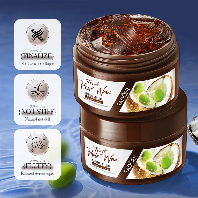 Fruit Scent Hair Mud 4 Scents Available Coconut Lemon Strawberry Kiwi Easy To Wash Long Hold Convenient Daily Hairstyle Styling Wax