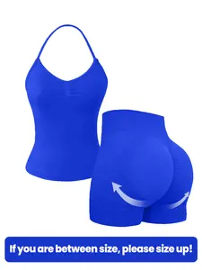 Keren 2026 Spring Summer Seamless Halter Top & High-Waist Butt-Lift Shorts Set, Comfortable Stretchy Fabric, Perfect for Sports & Daily Wear