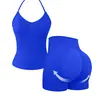 Keren 2026 Spring Summer Seamless Halter Top & High-Waist Butt-Lift Shorts Set, Halter Yoga Set, Athletic Workout Set, Fitness Sportswear Set, Comfortable Stretchy Fabric, High Elastic Activewear, Perfect for Sports & Daily Wear