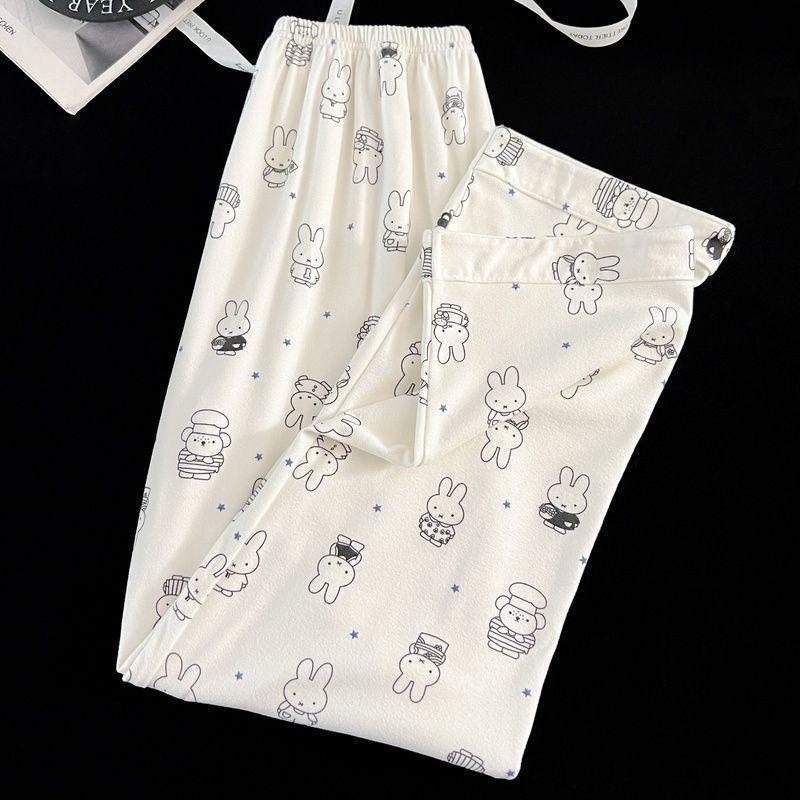 Kawaii Miffy Bunny Thermal Brushed Flannel Sleepwear Set Cozy Open-Front for Women Cute Cartoon Autumn Winter Pajamas K-trend