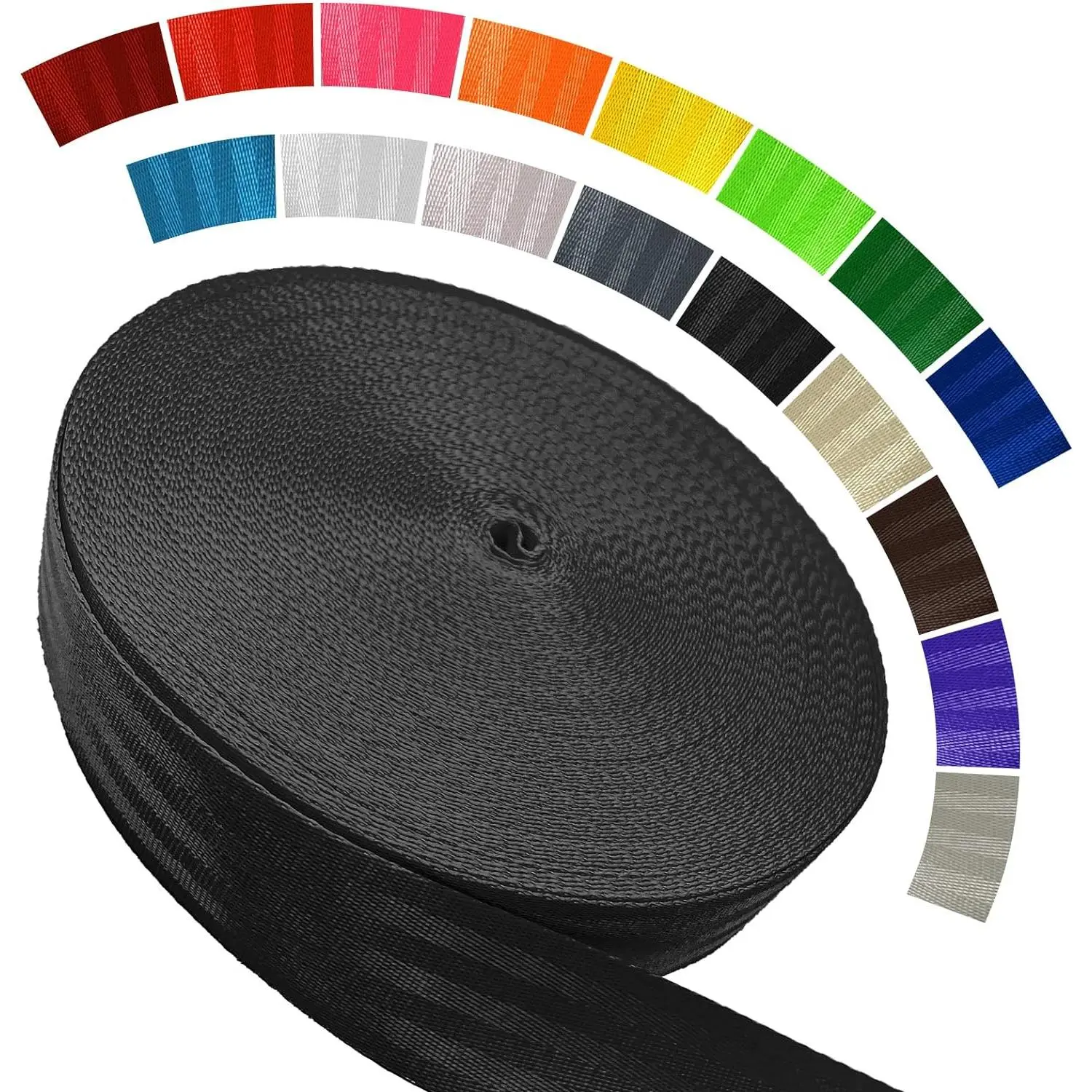 Polyester Webbing Strap 16+Colors – 1"&1.5"&1.9" – 16.5 25 33 55 Yards Heavy Duty Webbing Roll, Flat Webbing Strap for Indoor&Outdoor Gear, Climbing, DIY Crafting, Repairing