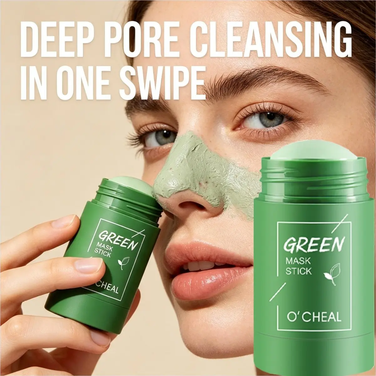 Cleansing Clay Mask Stick, Acne Clay Mask, Deep Pore Cleansing Face Mask, Oil Control & Breakout Care, Soothes Redness, Brightens Evens Skin Tone, Gentle Non-Stripping Purifying Mud Mask for Facial Skin
