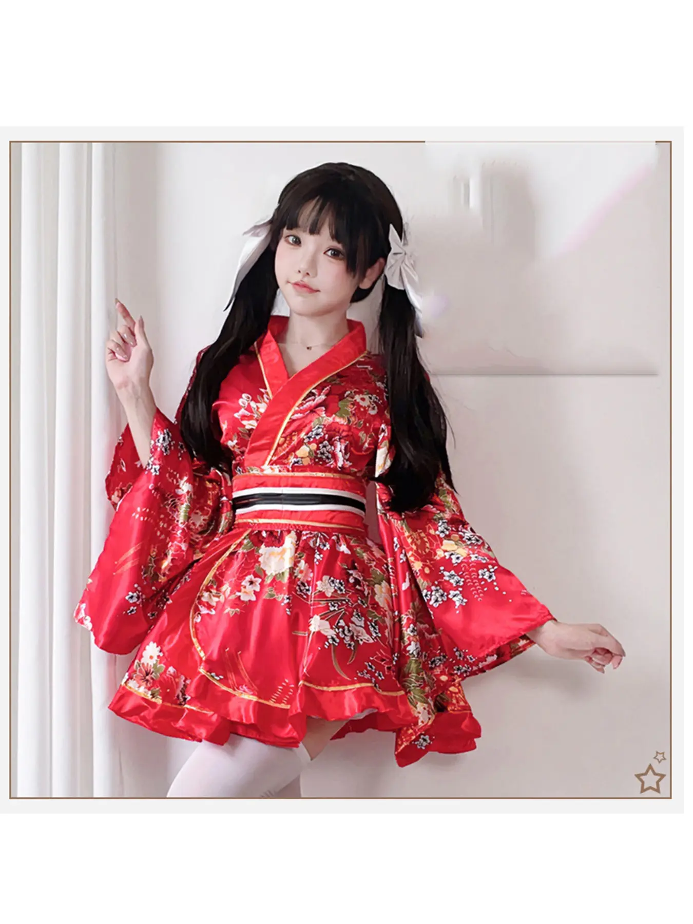 Traditional Formal Kimono Cosplay Costumes Dress, Costume For Parties, Summer Japanese Print Modified Yukata, Women's Slim-Fitting Solid Color Dress Set, All Seasons