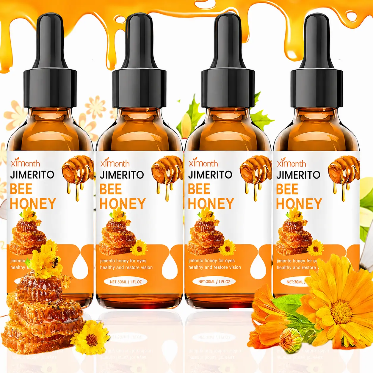 Bee Honey Eye Drops Moisturizing Honey Eye Drops Refreshing Soothing for Dry Astringent Eyes Natural Fast Acting Daily Care 30mL Eyedrops