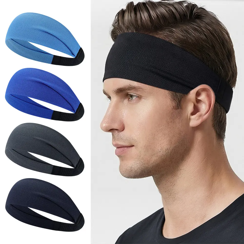 Sports headband Men's sweat-absorbing running fitness headband Breathable quick-drying high elastic non-slip head band
